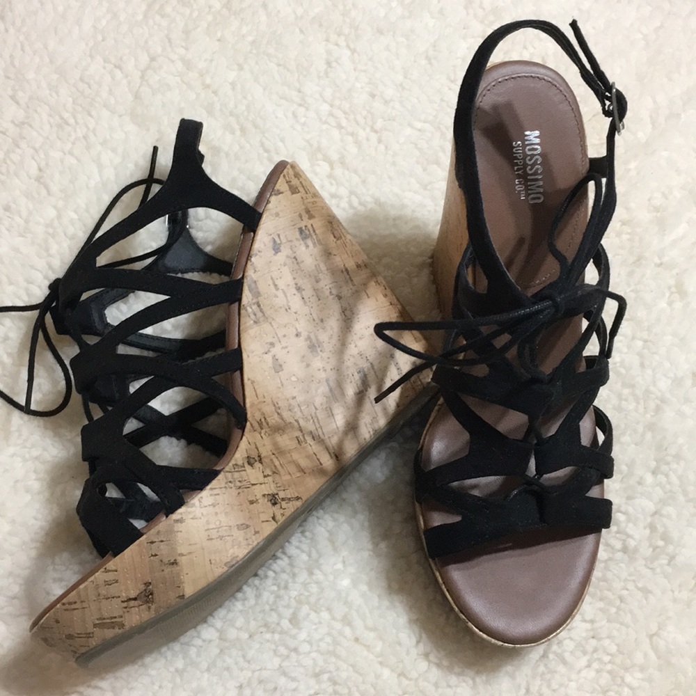 Mossimo black strap wedges